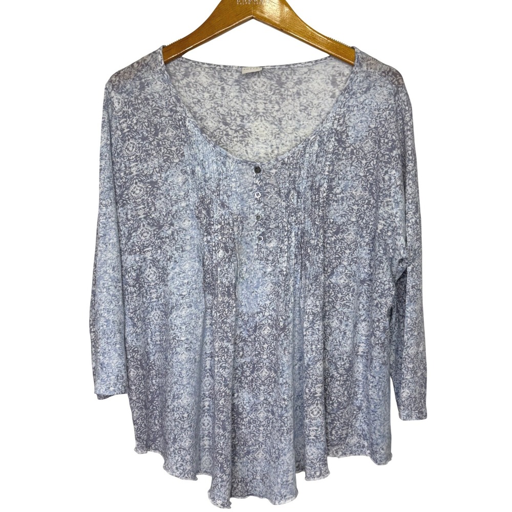 Poetry Pintuck Front Linen Blouse 12 Blue/White
